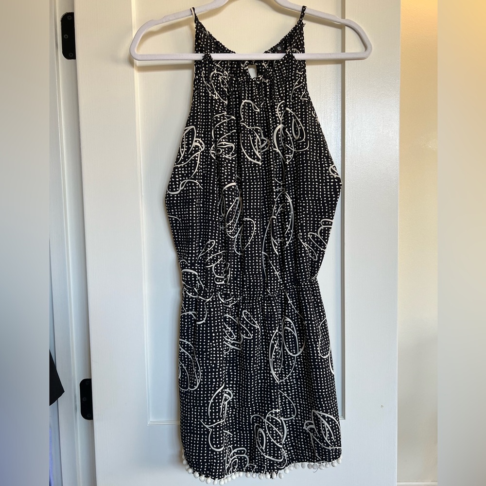 Black and white Pom Pom romper
